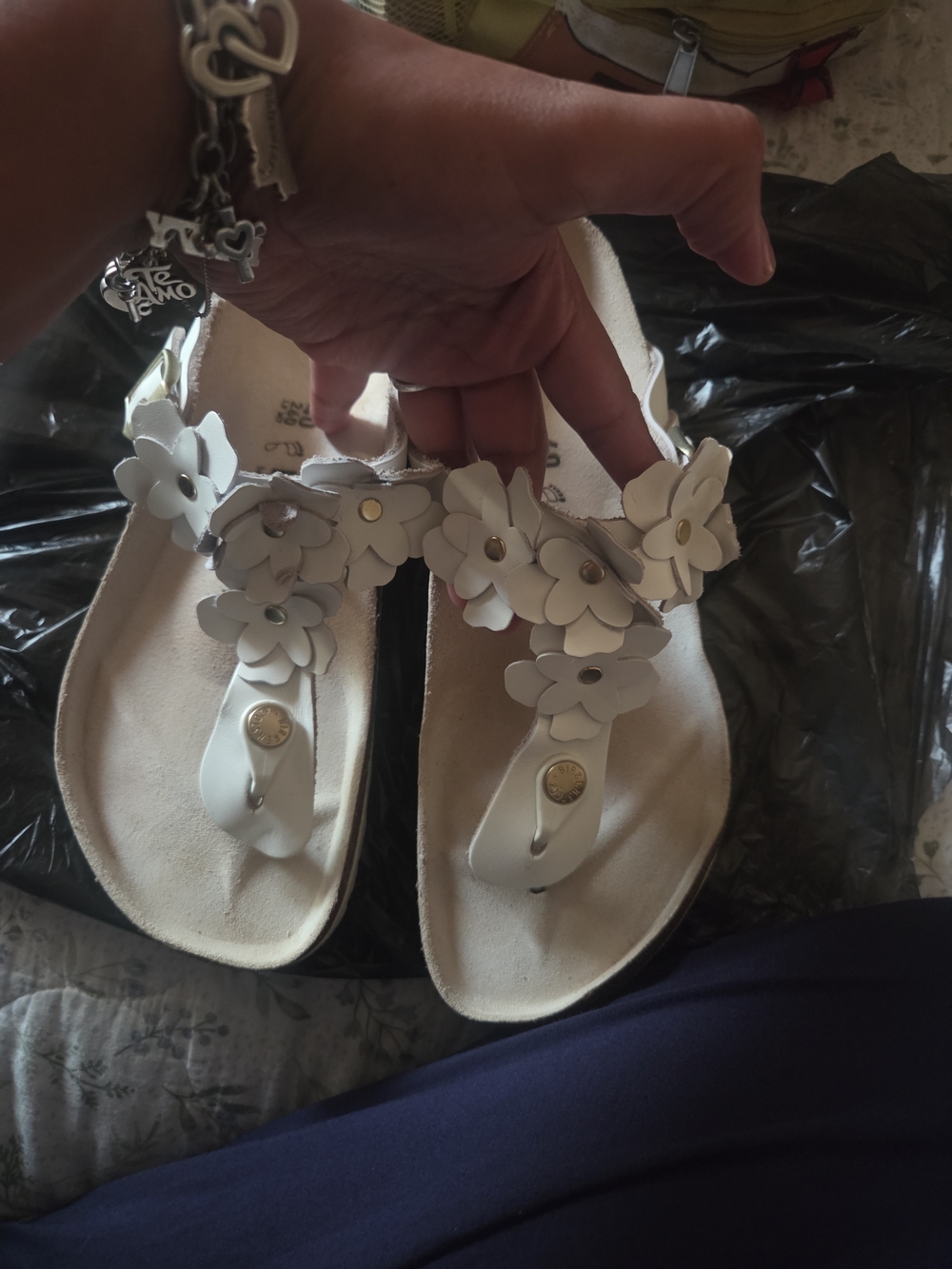 Birkenstock White Floral T-Strap Women's Sandals - Stylish Casual Footwear